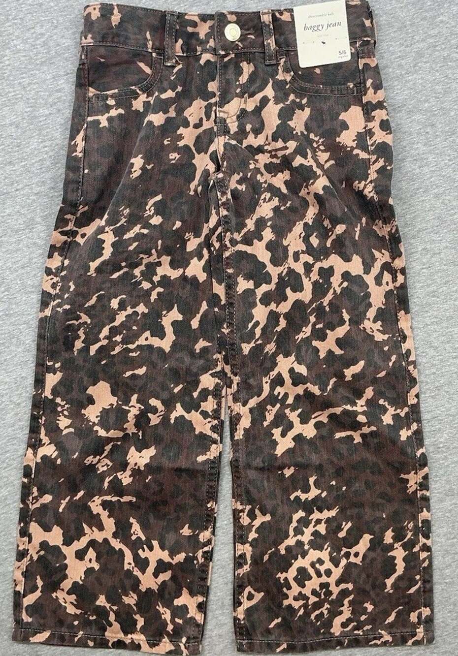 Abercrombie Kids Girls 5/6 Brown Camo Low Rise Baggy Straight Jeans NWT Y2K